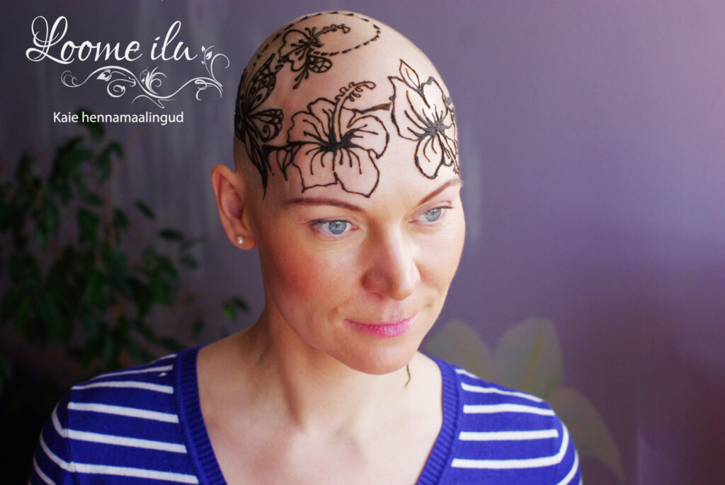 Henna maaling otsmikul, peamaalingud, henna tattoo, fuksia õied, suvine hennamaaling - Ilu loojad OÜ